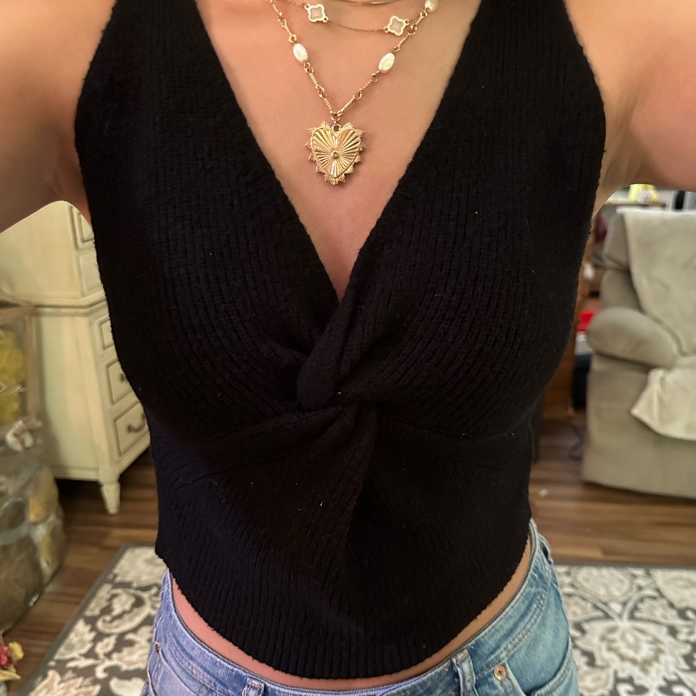 Elegant Black Knit Women's Top